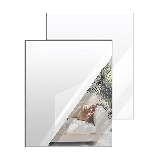 Silver Mirror Acrylic Sheets – 2 Pack, 12x16Inches, 1/8 Inch Thick, Reflective by SAKRNIC