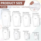 BENECREAT 16 Pcs Coffin Shaped Quilting Template, Transparent Patchwork Stencil - Image 2