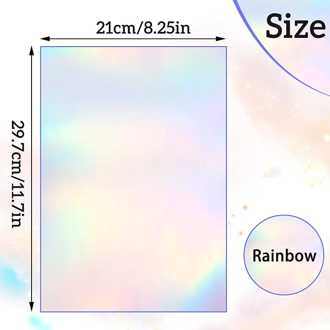 Clabby 36 Sheets Holographic Sticker Paper A4 Vinyl Holographic Laminate Sheets - Image 2