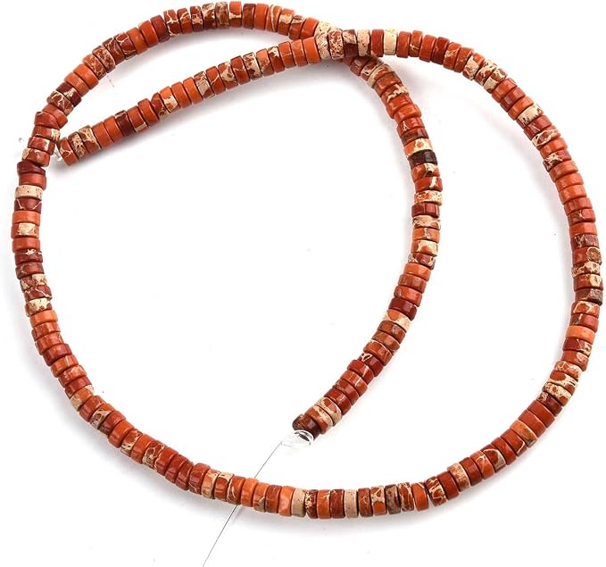 190pcs 4x2mm Orange Natural Sea Sediment Imperial Jasper Heishi Disc Rondelle - Image 5