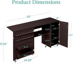 Best Choice Products Large Folding Sewing Table, Caster Wheels, Storage Shelves - Image 2