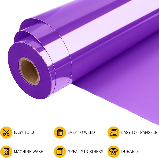 VinylRus Heat Transfer Vinyl-12” x 35FT Purple Iron on Vinyl Roll - Image 4