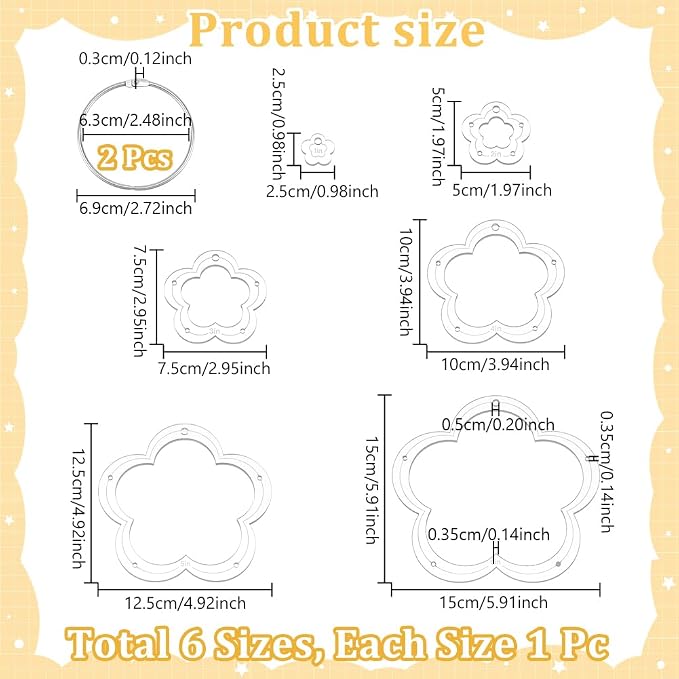 NBEADS 6Pcs Acrylic Quilting Templates Set - Image 2