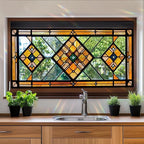 Geometric Stained Glass Window Film 17.7 x 39.3 Inch No Glue Static Cling - Image 7