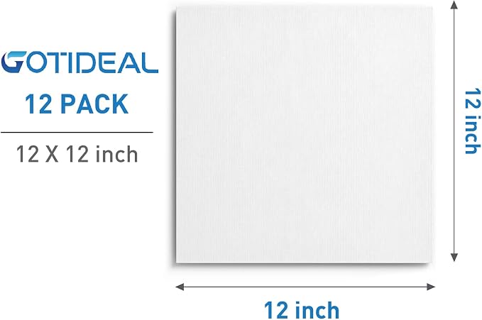 GOTIDEAL Canvases for Painting, 12x12 inch of 12, Professional Primed White - Image 2