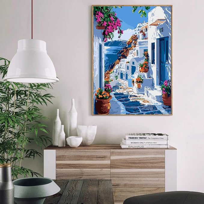 Mrnsiet Paint by Number for Adults Beginners, Easy Seaside Town Paint by - Image 3