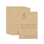 6 mm Baltic Birch Plywood 1/4 x 12 x 16 Inch, Box of 6 B/BB Grade Craft Wood by Woodpeckers
