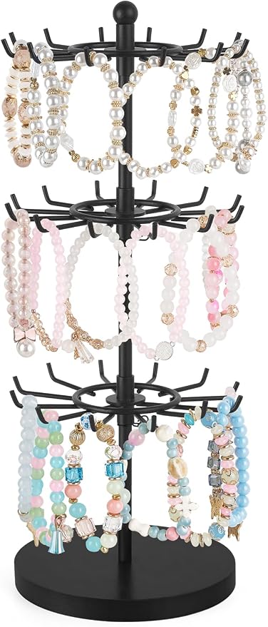 Mkono Bracelet Holder Gold Metal Rotating Bracelet Display Stand 3 Tier Jewelry by Mkono