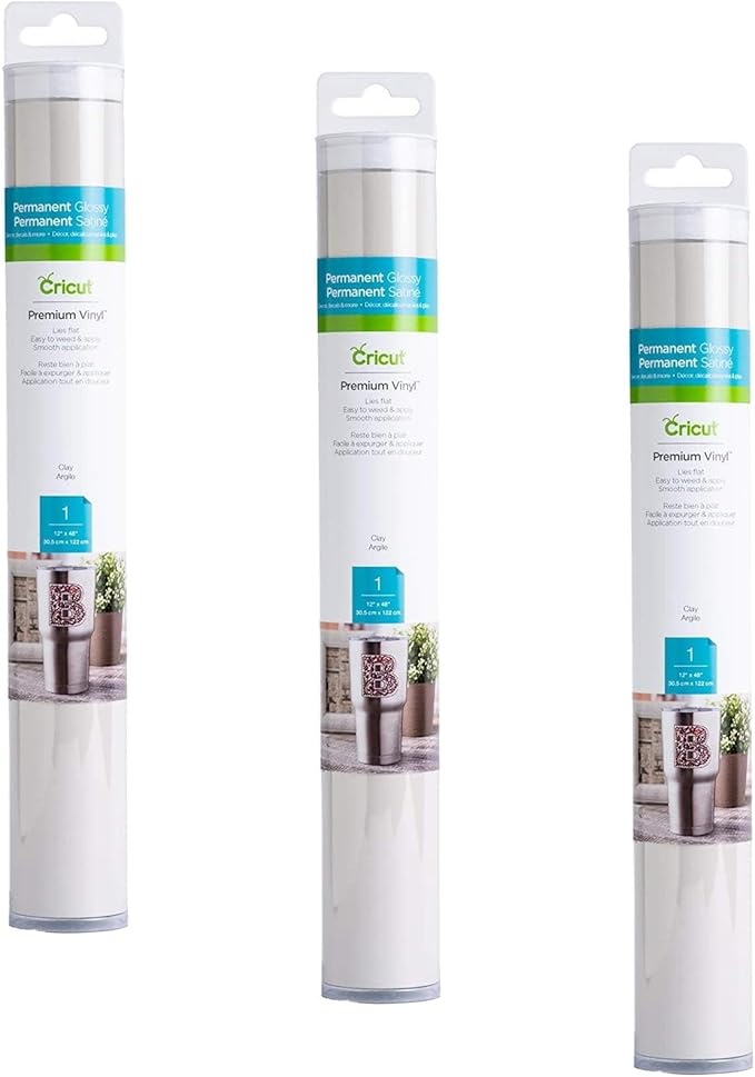 Cricut Premium Permanent Vinyl, Clay 3-Pack of 4ft Rolls by Cricut