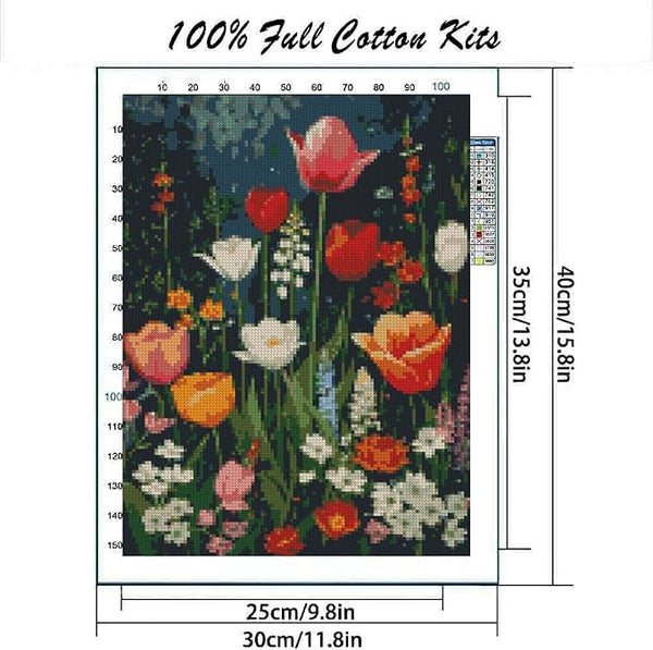 MYBISYMQQ Flower Stamped Cross Stitch Kits, DIY Flowers Cross Stitch Ornament - Image 2