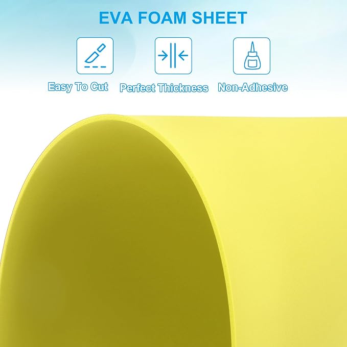 PATIKIL EVA Foam Sheet 10Pcs 12x8 Inch 2mm Thick Yellow | Easy Cutting EVA Foam - Image 3