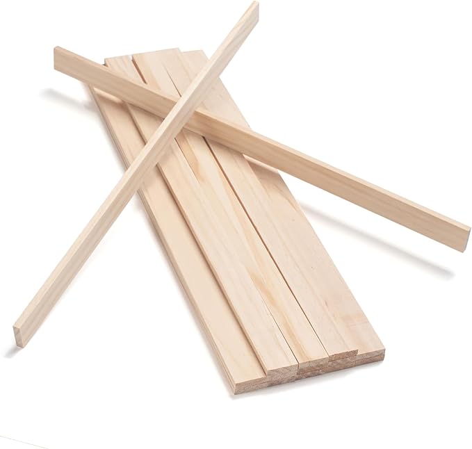 Wooden Dowels for Crafts, Wood Strips Trim Wood Slats Planks for Wall 1/4" × 1" by Coowayze