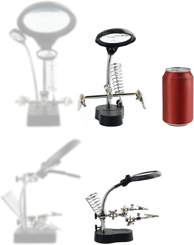 Helping Hands Magnifying Glass Soldering Station, LED Lighted 3.5X 12X Magnifier - Image 7