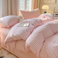 Nayoroom Gingham Duvet Cover Full Size Pink White Plaid Checkered Comforter by Nayoroom