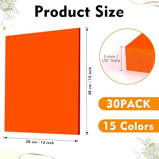 Geetery 15 Pcs Colored Acrylic Sheets, Plastic Boards - Image 2