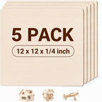 FSWCCK Unfinished Blank Square Wood Pieces, 5 Pack 6 mm 1/4" x 12" x 12" Craft by FSWCCK