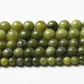 Natural Chinese Green Jade Beads Gemstone Round Loose Beads by NaturalStoneBeads