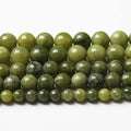 Natural Chinese Green Jade Beads Gemstone Round Loose Beads by NaturalStoneBeads