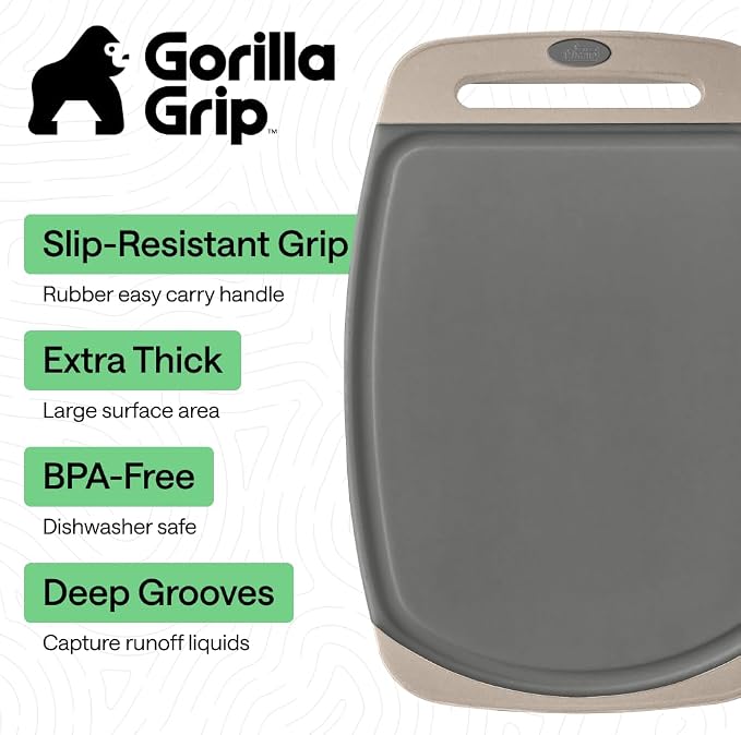 GORILLA GRIP BPA-Free Reversible Kitchen Cutting Board Set of 3, US Designed - Image 2