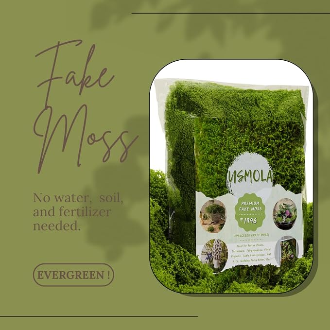 USMOLA Fake Moss for Potted Plants Indoor, 7OZ Green Moss for Crafts - Image 8