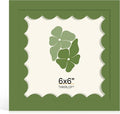 6x6 Picture Frame with Wavy Mat, Wooden Real Glass 6 x 6 Photo Frame by THKRLOF