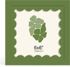 6x6 Picture Frame with Wavy Mat, Wooden Real Glass 6 x 6 Photo Frame by THKRLOF