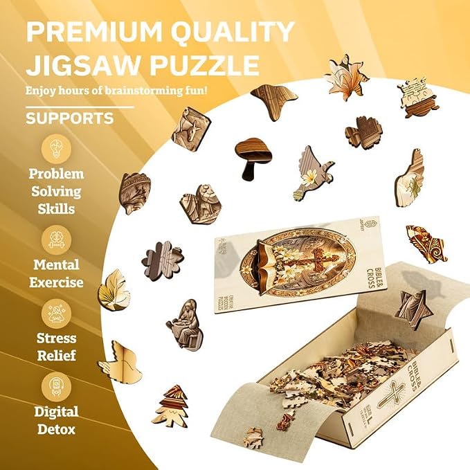 Jigfoxy Wooden Puzzles for Adults, Bible & Cross Jigsaw Puzzle - Image 5
