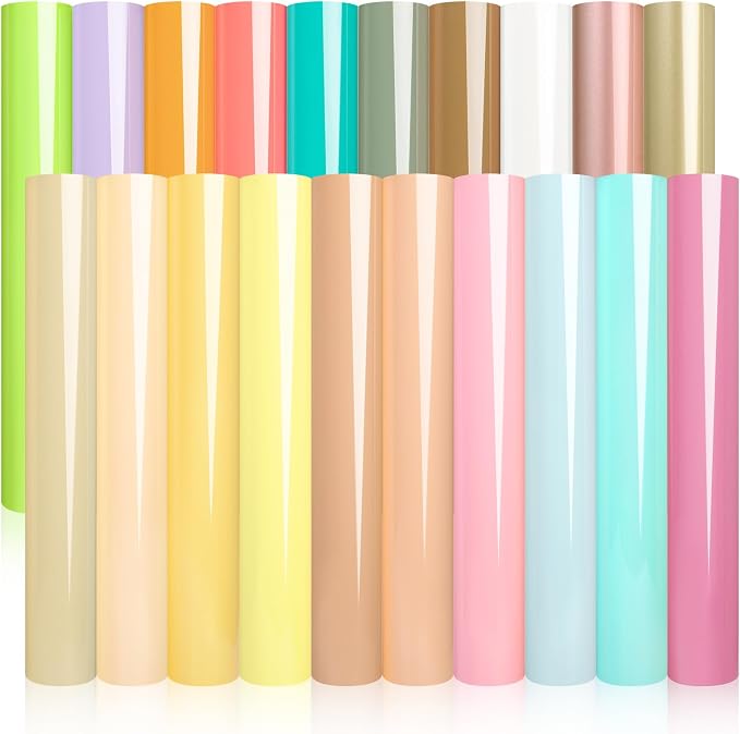 WRAPXPERT Pastel HTV 20 Packs Heat Transfer Vinyl Bundle, Boho Color Iron on by WRAPXPERT