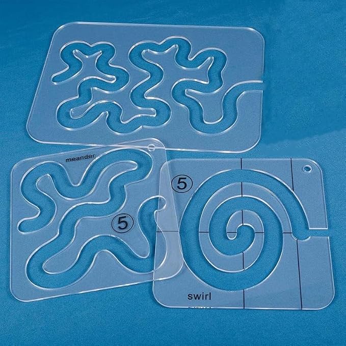 Henmany Free Motion Quilting Templates: Acrylic Quilting Ruler Set Beginner | - Image 5