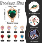 FASHEWELRY 16pcs Crystal Heart Charm Links Gold Plated Glass Heart Connector - Image 3