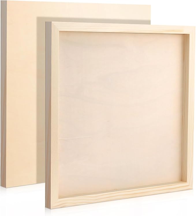 FSWCCK 2 Pack 14 x 14 inch Wood Panel Boards, Unfinished Wood Canvas Panels by FSWCCK