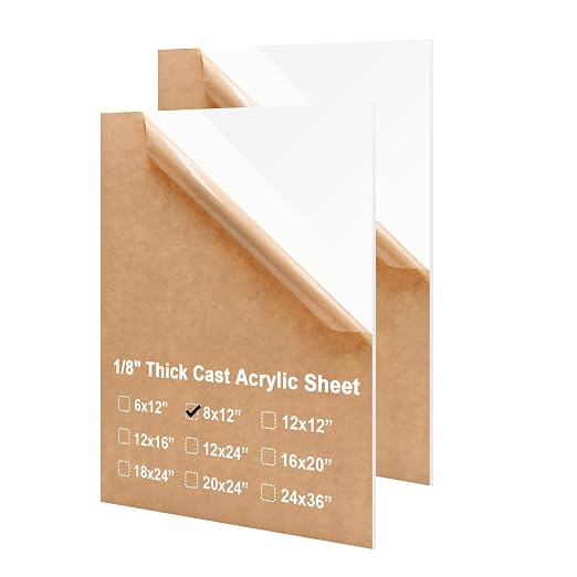 KINLINK 8x12 Plexiglass Sheets 1/8 inch Thick - 3mm White Cast Acrylic Sheet by KINLINK