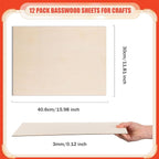 AWIZOM 12 Pack Basswood Sheets for Crafts-12 x 16 x 1/8 Inch- 3mm Thick Plywood - Image 2
