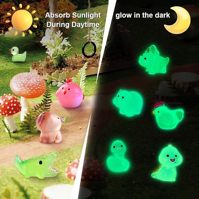 DIYDEC 60PCS Luminous Mini Resin Animals 60 Styles Miniatures Glow in The Dark - Image 4