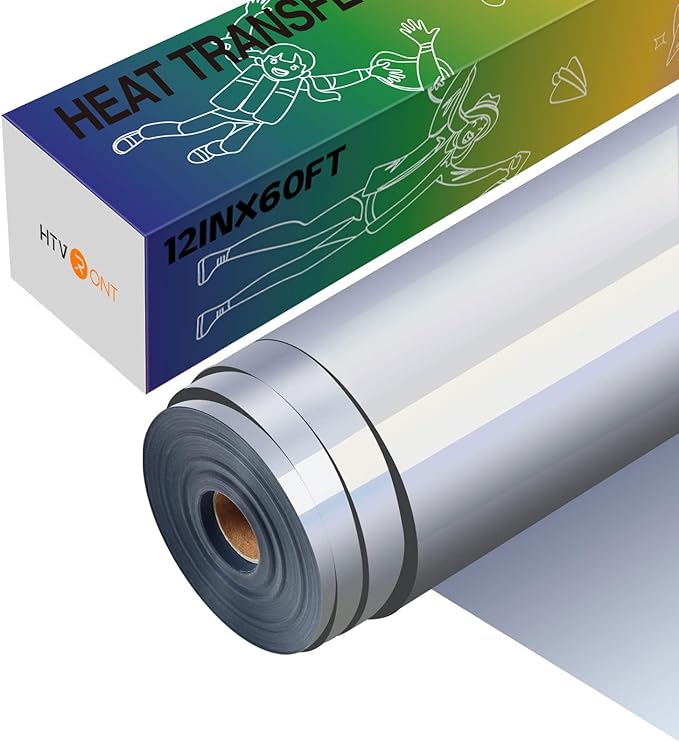 HTVRONT Heat Transfer Vinyl Silver Iron on Vinyl-12 x 60FT Silver HTV Vinyl by HTVRONT