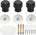 PATIKIL 3Set Round Door Stoppers, 46mm Stainless Steel Door Stop Doorstop Wedge Metal Cylinder Self Adhesive with Screw for Bottom of Door Floor Inside, Black