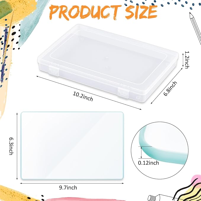 Nuanchu 1 Set Handy Glass Oil Paint Palette Included 10.2 x 6.8 x 1.2 Inches - Image 3