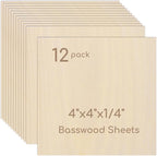 12 Pack Plywood Sheets, Unfinished Wood Boards Blanks by Hosifiy