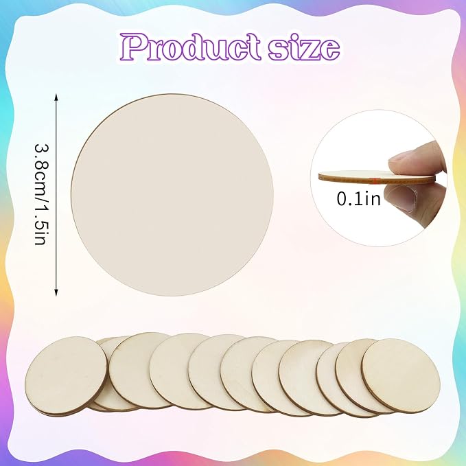 100 Pieces Unfinished Wood Circle - Image 2