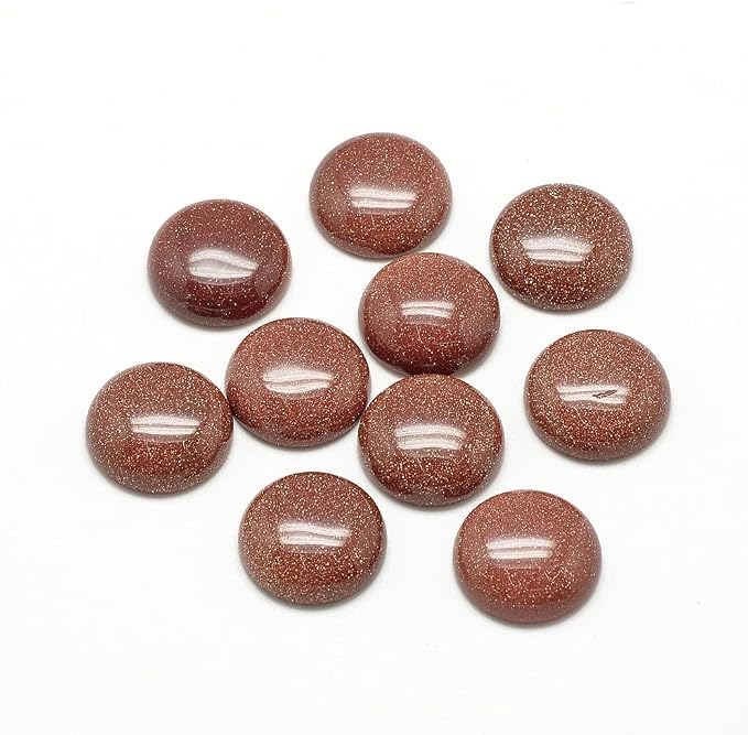 FASHEWELRY 50Pcs Natural Synthetic Goldstone Cabochons Flat Back Gemstone by FASHEWELRY