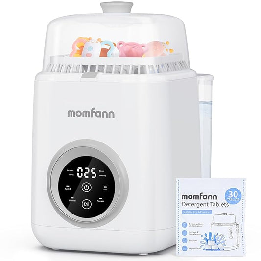 19 Min Bottle Washer, Quick Wash, Sterilizer and Dryer - All-in-One Cleaner, Bottles, Pump Parts and Baby Accessories, Ideal Gift for New Parents, Grey