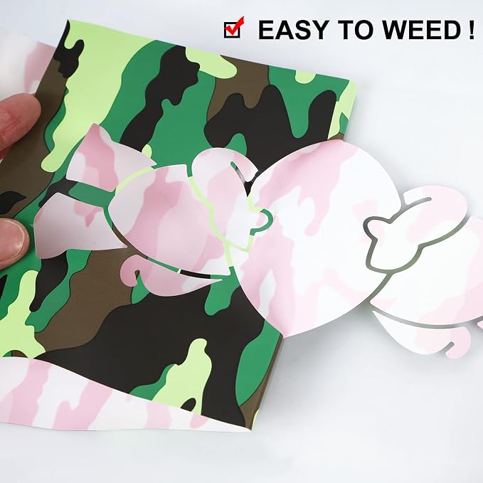 FUNKAKA Camo Army Green HTV Heat Transfer Vinyl Bundle, 10 Sheets PU HTV Vinyl - Image 4