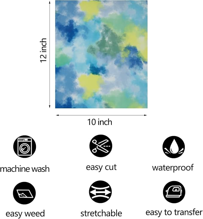 FUNKAKA Tie Dye HTV Heat Transfer Vinyl Bundle, 10 Sheets HTV Vinyl - Image 3