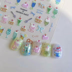 Summer Nail Art Stickers Decals Cherry Cake 5D Embossed Jelly Nail Decals 1PCS - Image 2