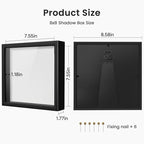 Black 8×8 Shadow Box Display Frame, Premium Linen Backboard and Included - Image 4
