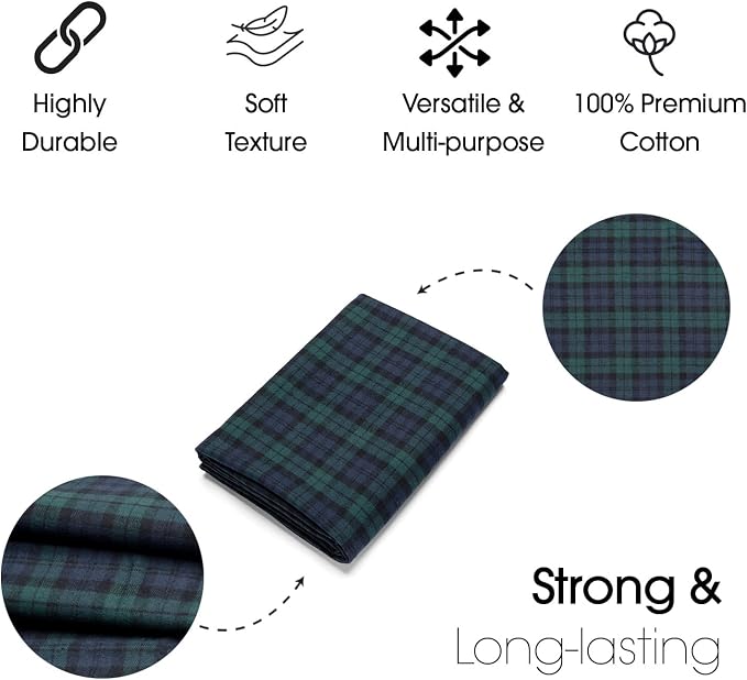 Pico Textiles 1 Yard Blue and Green Blackwatch Tartan Plaid Flannel Fabric - Image 4
