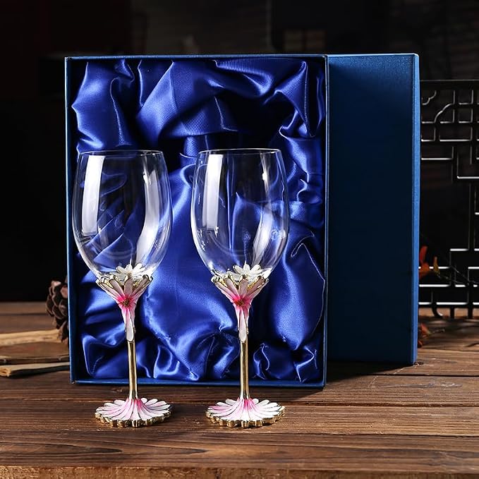 Simcat Handmade Painted Enamel Flower Glass Wine Glasses Transparent Refined - Image 6