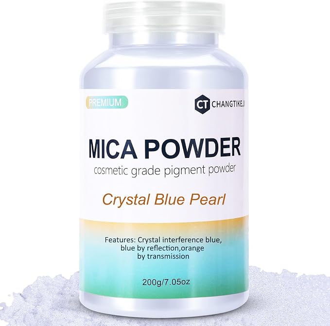 Mica Powder, 7.05OZ（200g）, Crystal Blue Pearl Mica Powder Pigment by CHANGTIKEJIWelcomeYouOrder