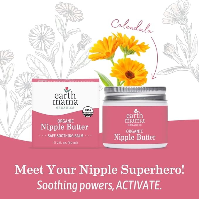 Earth Mama Nipple Butter™ & Diaper Balm | Nipple Cream & Organic Skincare for Baby | Breastfeeding & Postpartum Essentials Bundle