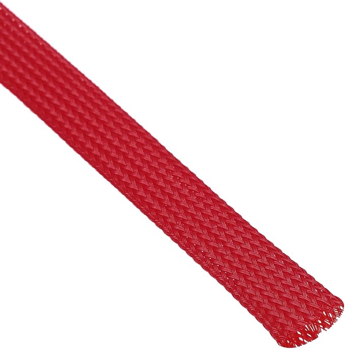 uxcell PET Expandable Sleeving 10ft 1/2" Red Cable Management Sleeve Cord - Image 2